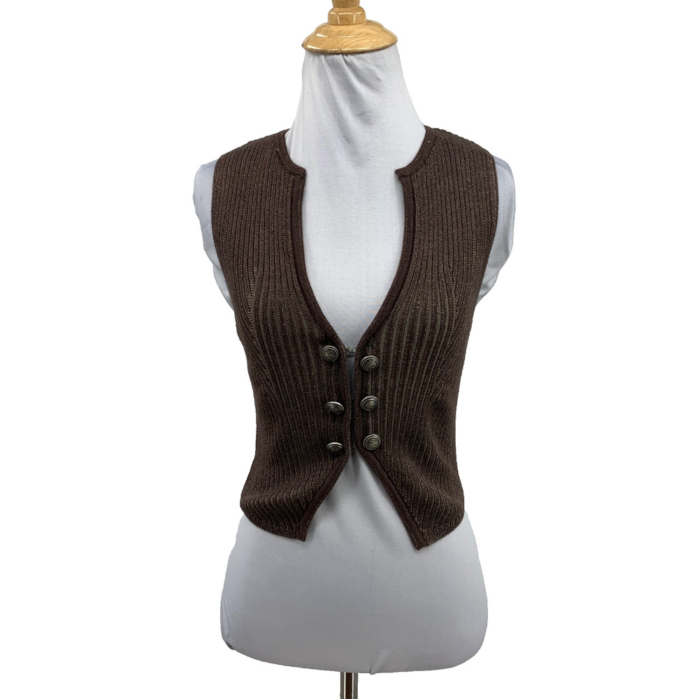 Silence + Noise Sweater Vest Womens S Small Brown Janet Cropped Urban Outfitters